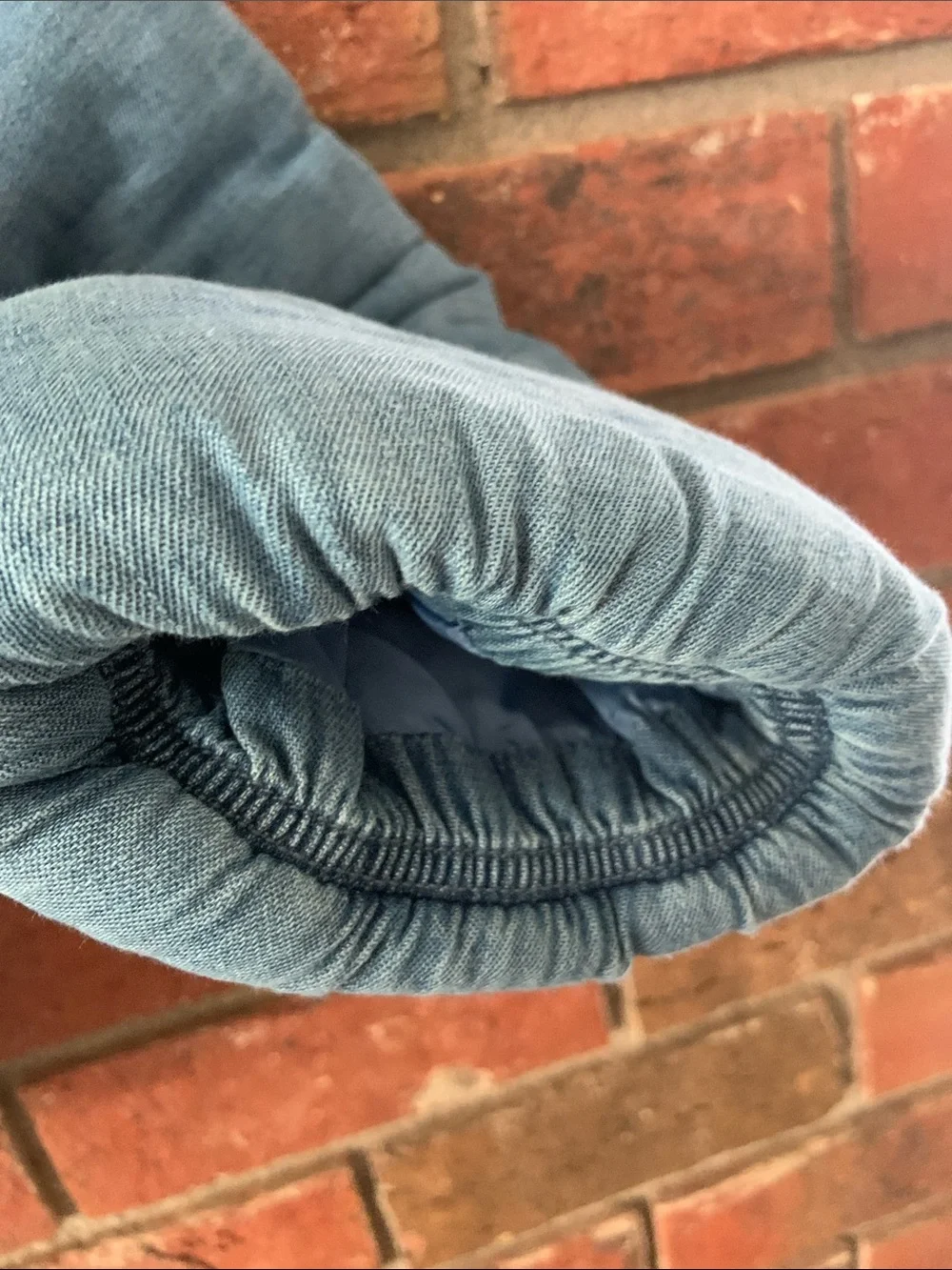 GAP Blue Denim Quilted Cropped Puffer Jacket for Kids